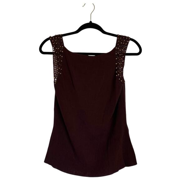 Vintage RAMPAGE Y2K Boho Tank Top Wood Beaded Earthy Brown Size XL - Picture 2 of 6